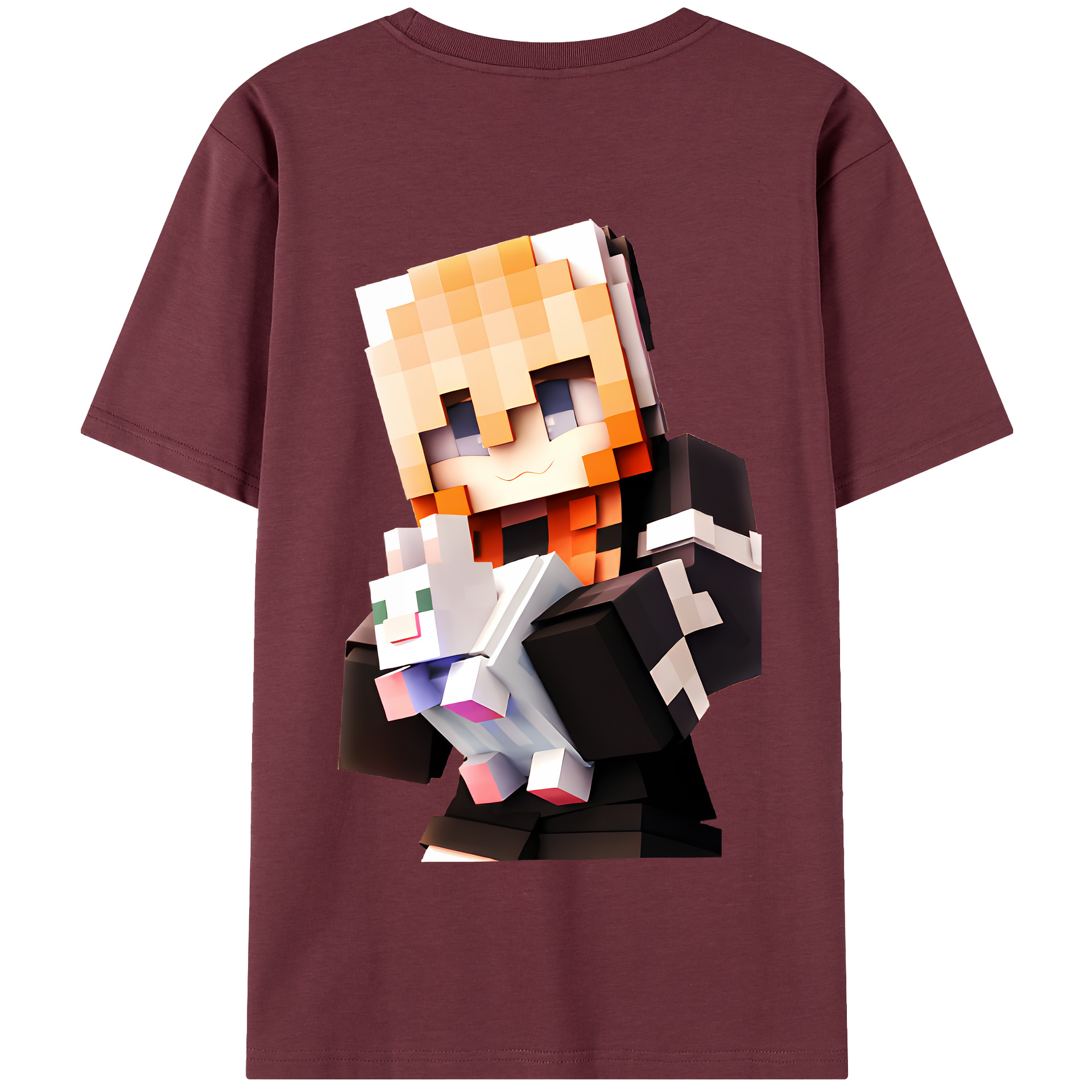 （画像用） マインクラフト ブロックの世界 Minecraft MC Block world 綿100％半袖Tシャツ（背面プリント）